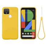 For Google Pixel 5 Pure Color Liquid Silicone Shockproof Full Coverage Case(Yellow)