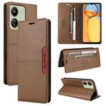 For Redmi 13C GQUTROBE G01 RFID Anti-theft Leather Phone Case(Brown)