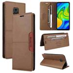 For Redmi Note 9S GQUTROBE G01 RFID Anti-theft Leather Phone Case(Brown)