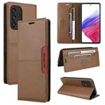 For Samsung Galaxy A52 GQUTROBE G01 RFID Anti-theft Leather Phone Case(Brown)