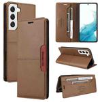 For Samsung Galaxy S21 5G GQUTROBE G01 RFID Anti-theft Leather Phone Case(Brown)