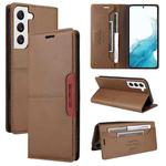 For Samsung Galaxy S21+ 5G GQUTROBE G01 RFID Anti-theft Leather Phone Case(Brown)