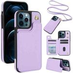 For iPhone 12 Pro Max Crossbody Dual-Buckle Wallet Back Leather Phone Case(Light Purple)