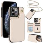 For iPhone 11 Pro Max Crossbody Dual-Buckle Wallet Back Leather Phone Case(Apricot)