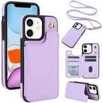For iPhone 11 Crossbody Dual-Buckle Wallet Back Leather Phone Case(Light Purple)