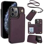 For iPhone 11 Pro Crossbody Dual-Buckle Wallet Back Leather Phone Case(Dark Purple)