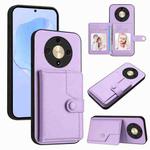 For Honor X9b / Magic6 Lite 5G Button Card Bag RFID Anti-theft Phone Case(Purple)