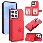 For Honor X8c 4G Button Card Bag RFID Anti-theft Phone Case(Red)