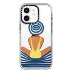 For iPhone 12 Simple Illustration Pattern Full Coverage Phone Case(Summer Label A)