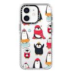 For iPhone 12 Simple Illustration Pattern Full Coverage Phone Case(Winter Penguin)