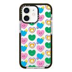 For iPhone 12 Simple Illustration Pattern Full Coverage Phone Case(Smiley Flower B)