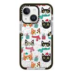 For iPhone 14 Simple Illustration Pattern Full Coverage Phone Case(Winter Cat)