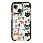 For iPhone 15 Simple Illustration Pattern Full Coverage Phone Case(Winter Cat)