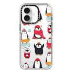 For iPhone 16 Simple Illustration Pattern Full Coverage Phone Case(Winter Penguin)