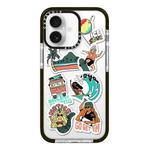 For iPhone 16 Plus Simple Illustration Pattern Full Coverage Phone Case(Summer Surfing A)