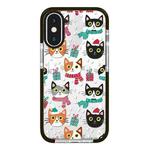 For iPhone X / XS Simple Illustration Pattern Full Coverage Phone Case(Winter Cat)