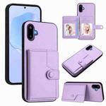 For Samsung Galaxy M06 5G / F06 5G Button Card Bag RFID Anti-theft Phone Case(Purple)
