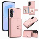 For Samsung Galaxy M56 5G Button Card Bag RFID Anti-theft Phone Case(Pink)