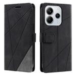 For Redmi Note 14 5G 163.25mm Skin Feel Splicing Leather Phone Case(Black)