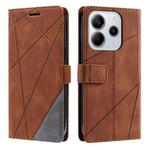 For Redmi Note 14 5G 163.25mm Skin Feel Splicing Leather Phone Case(Brown)