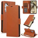 For Samsung Galaxy S25 / S24 5G Side Buckle RFID Anti-theft Leather Phone Case(Brown)