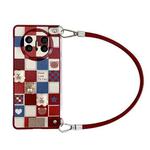 For Huawei Mate X5 Lattice Little Bear Pattern Full Coverage Phone Case with Wrist Strap(Red)