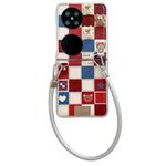 For Huawei Pocket 2 Lattice Little Bear Pattern Full Coverage Phone Case with Wrist Strap(Silver)