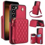 For Samsung Galaxy S23+ 5G AwQuer Crossbody Zipper Wallet Rhombic Leather Back Phone Case(Red)