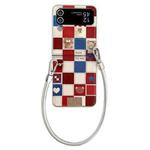 For Samsung Galaxy Z Flip4 Lattice Little Bear Pattern Full Coverage Phone Case with Wrist Strap(Silver)