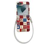 For Samsung Galaxy Z Flip6 Lattice Little Bear Pattern Full Coverage Phone Case with Wrist Strap(Silver)