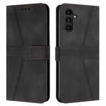 For Samsung Galaxy S25+5G Triangle Solid Color Leather Phone Case(Black)