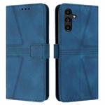 For Samsung Galaxy S25+5G Triangle Solid Color Leather Phone Case(Blue)