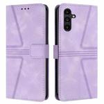 For Samsung Galaxy S25+5G Triangle Solid Color Leather Phone Case(Purple)