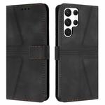 For Samsung Galaxy S25 Ultra 5G Triangle Solid Color Leather Phone Case(Black)