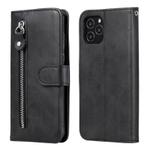 For iPhone 12 mini Pro Fashion Calf Texture Zipper Horizontal Flip Leather Case with Stand & Card Slots & Wallet Function(Black)