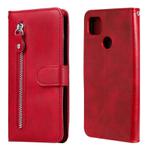 For Xiaomi Redmi 9C Fashion Calf Texture Zipper Horizontal Flip Leather Case with Stand & Card Slots & Wallet Function(Red)
