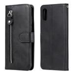 For Xiaomi Redmi 9A Fashion Calf Texture Zipper Horizontal Flip Leather Case with Stand & Card Slots & Wallet Function(Black)