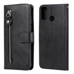 For Huawei Honor 9X Lite Fashion Calf Texture Zipper Horizontal Flip Leather Case with Stand & Card Slots & Wallet Function(Black)