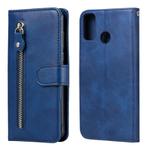 For Huawei Honor 9X Lite Fashion Calf Texture Zipper Horizontal Flip Leather Case with Stand & Card Slots & Wallet Function(Blue)