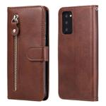 For Samsung Galaxy Note20 Fashion Calf Texture Zipper Horizontal Flip Leather Case with Stand & Card Slots & Wallet Function(Brown)