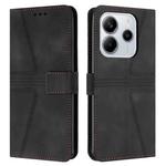 For Redmi Note 14 4G 163.25mm Triangle Solid Color Leather Phone Case(Black)