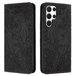 For Samsung Galaxy S25 Ultra 5G Retro Elephant Embossed Leather Phone Case(Black)