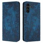 For Samsung Galaxy S25+ 5G Retro Elephant Embossed Leather Phone Case(Blue)