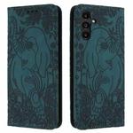 For Samsung Galaxy S25+ 5G Retro Elephant Embossed Leather Phone Case(Green)