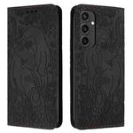 For Samsung Galaxy S24 FE 5G Retro Elephant Embossed Leather Phone Case(Black)