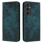 For Samsung Galaxy S24 FE 5G Retro Elephant Embossed Leather Phone Case(Green)