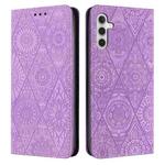 For Samsung Galaxy S25+ 5G Ethnic Embossed Adsorption Leather Phone Case(Purple)