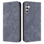 For Samsung Galaxy S25+ 5G Ethnic Embossed Adsorption Leather Phone Case(Grey)