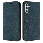 For Samsung Galaxy S25 5G Ethnic Embossed Adsorption Leather Phone Case(Blue)