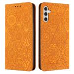 For Samsung Galaxy A56 5G Ethnic Embossed Adsorption Leather Phone Case(Yellow)